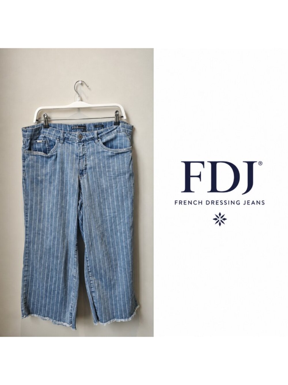FDJ French Dressing Jeans Olivia Pinstripe Crop Jeans Size 14